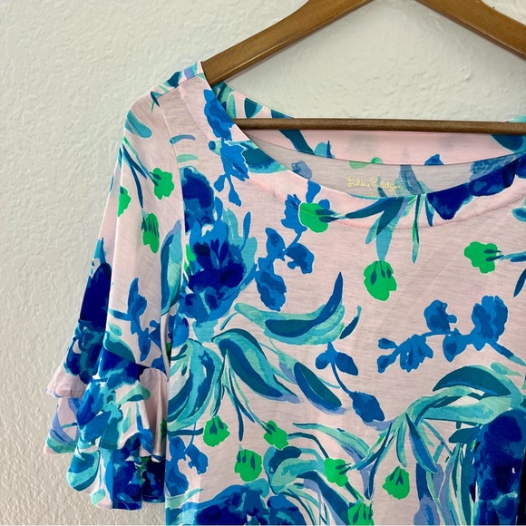 Lilly Pulitzer Lula Top Pink Tropics Sweet Pea Size Medium - Picture 3 of 11